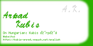 arpad kubis business card